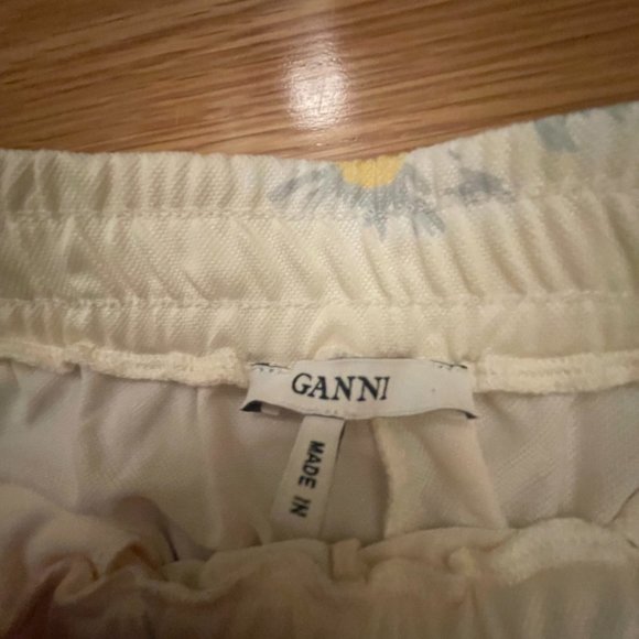 SOLD: NOT ON POSHMARK - GANNI Cream Colored Pants with Floral Designs & Stripes - Picture 4 of 6